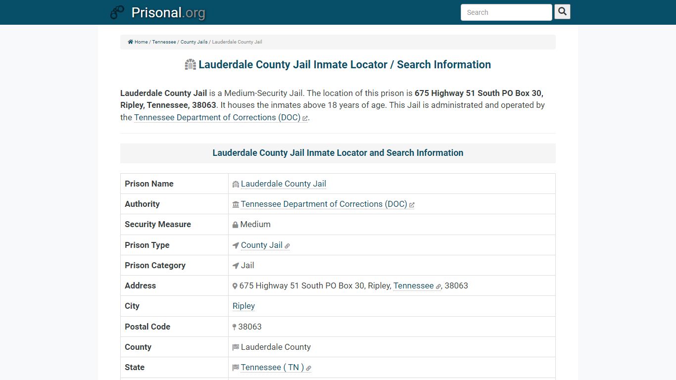 Lauderdale County Jail-Inmate Locator/Search Info, Phone ...