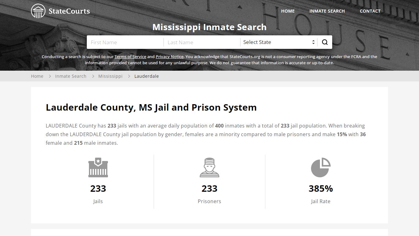 Lauderdale County, MS Inmate Search - StateCourts