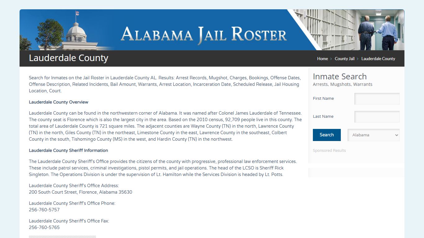 Lauderdale County | Alabama Jail Inmate Search