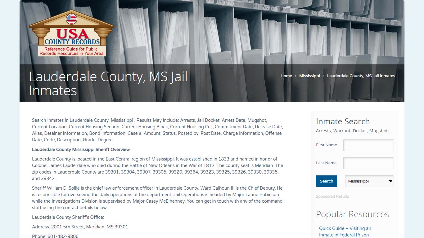 Lauderdale County, MS Jail Inmates | Name Search